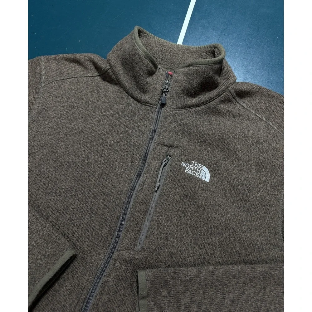 The North Face Fleece Sweater Full Zip Jacket Men's Large Heather Brown Outdoor